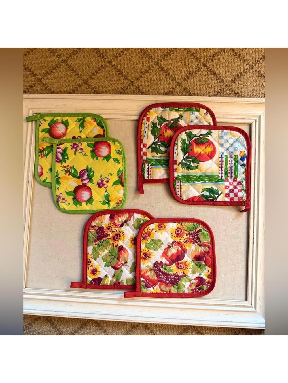 Vintage set of Fall themed pot holders 3 sets of 2 NWOT